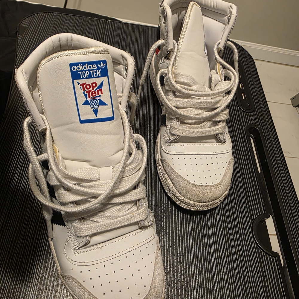 Adidas Kids White and Tan Top Ten Sneakers